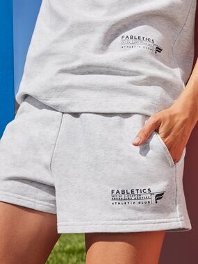 Fabletics Lightweight Go-To Slim Sweatshorts Soft Heather Gray Athletic Club